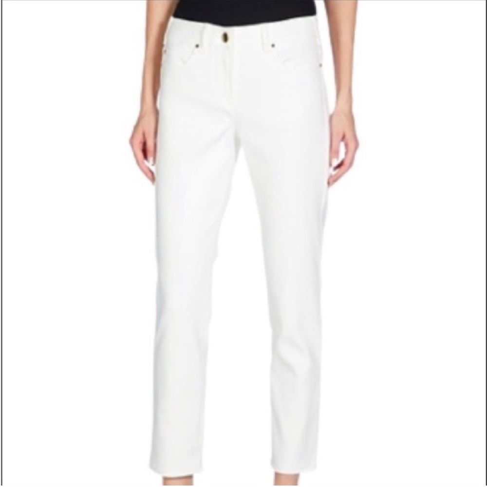 Max Mara white pants stretchy denim Flat straight Jeans